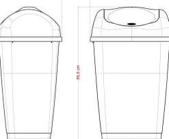 Poubelle à couvercle basculant 40L en plastique gris H.65,5 cm, Tazetta