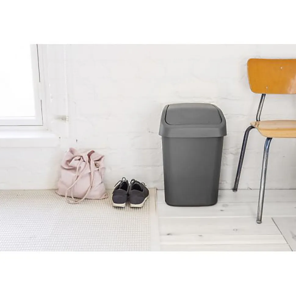 Poubelle à couvercle basculant style moderne 10 litres - Gris