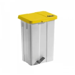 Poubelle à pédale 50 L - couvercle jaune