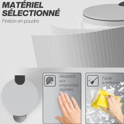 Poubelle à pédale compacte design 30L - seau intérieur amovible, couvercle fermeture douce - métal gris clair