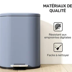 Poubelle à pédale compacte design 6L - seau intérieur amovible, couvercle fermeture douce - métal gris
