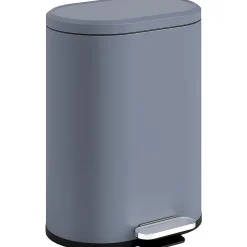 Poubelle à pédale compacte design 6L - seau intérieur amovible, couvercle fermeture douce - métal gris