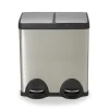 Poubelle à pédale double compartiment 2 x 20L en acier inoxydable effet aluminium, Cooke & Lewis Beclan
