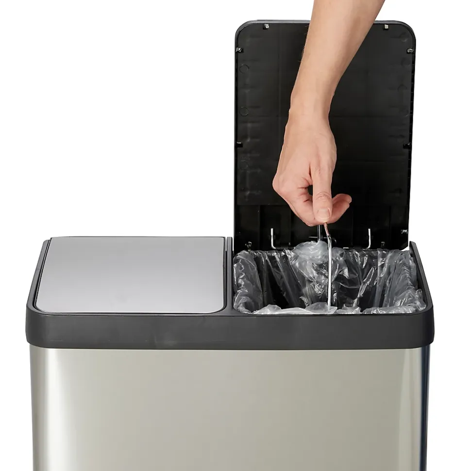 Poubelle à pédale double compartiment 2 x 20L en acier inoxydable effet aluminium, Cooke & Lewis Beclan