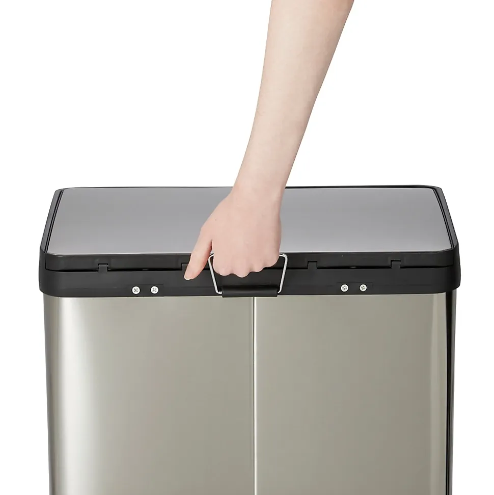 Poubelle à pédale double compartiment 2 x 20L en acier inoxydable effet aluminium, Cooke & Lewis Beclan