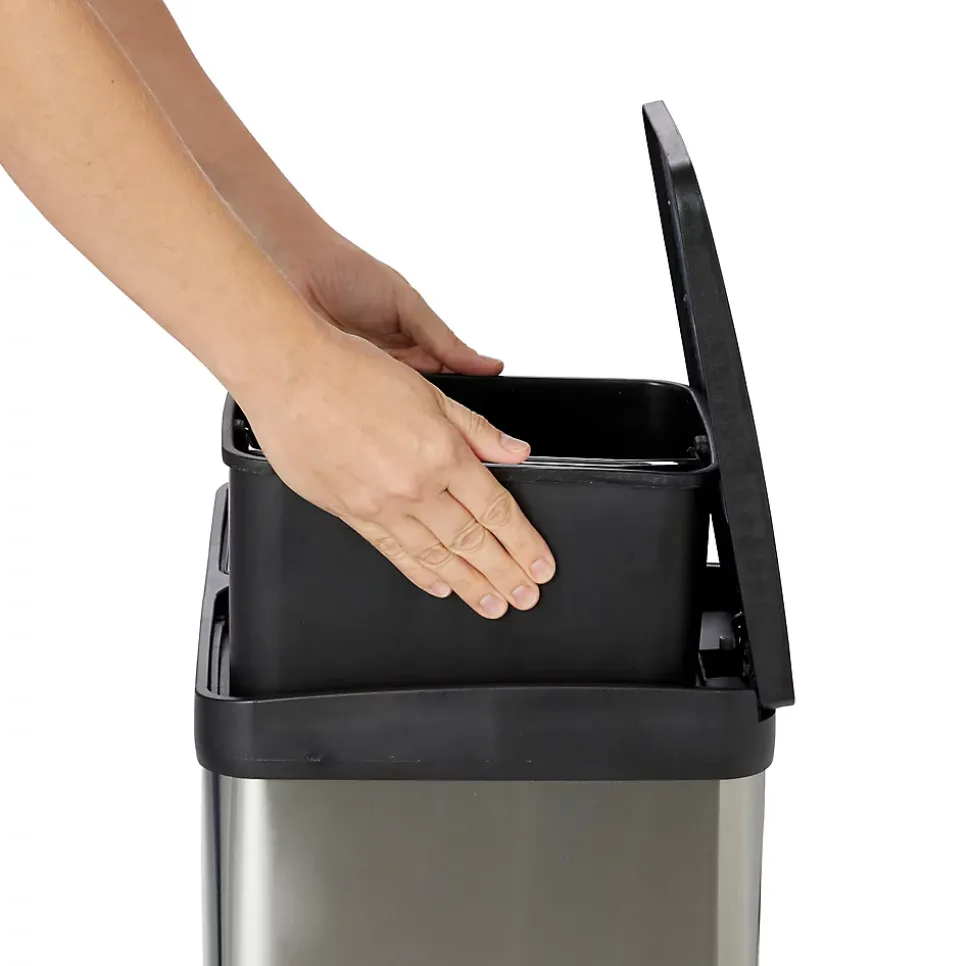 Poubelle à pédale double compartiment 2 x 20L en acier inoxydable effet aluminium, Cooke & Lewis Beclan