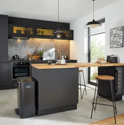 Poubelle à pédale en métal noir Brabantia BO 2 x 30 L