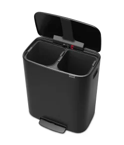 Poubelle à pédale en métal noir Brabantia BO 2 x 30 L
