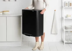 Poubelle à pédale en métal noir Brabantia BO 2 x 30 L