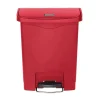 Poubelle à pédale frontale Rubbermaid Slim Jim rouge 30L