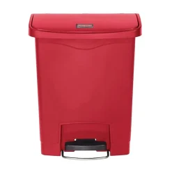 Poubelle à pédale frontale Rubbermaid Slim Jim rouge 30L