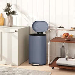 Poubelle à pédale 30L - poubelle de cuisine - poubelle ronde - métal gris