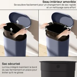 Poubelle à pédale 30L - poubelle de cuisine - poubelle ronde - métal gris