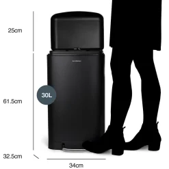 Poubelle à pédale 30L, black edition - 705