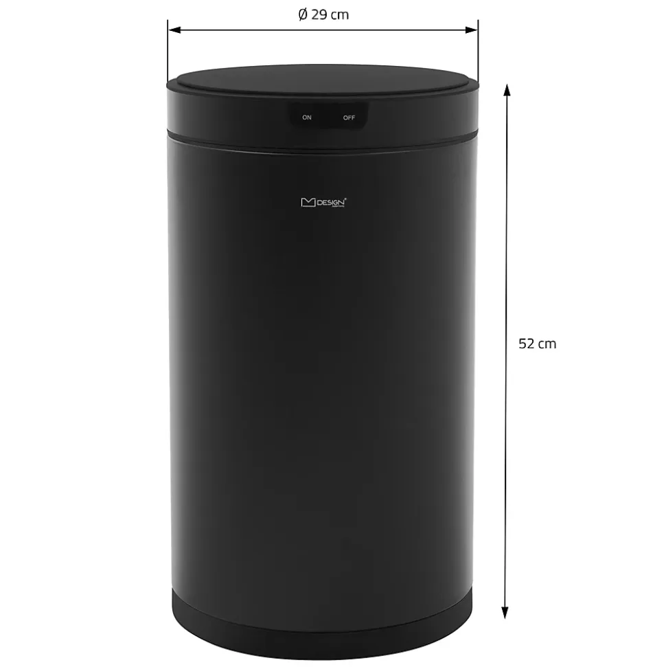 Poubelle automatique avec capteur ML-Design 30L noir aspect mat avec anneau de maintien pour sac