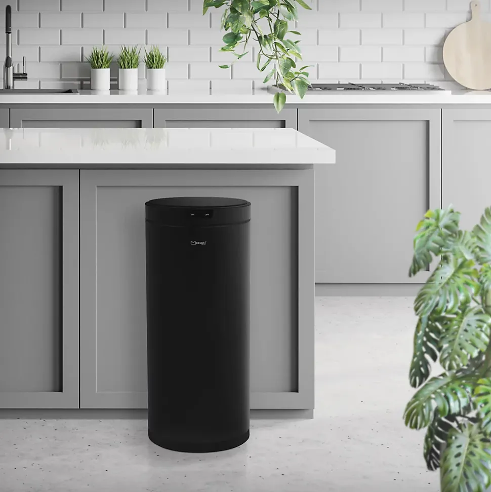 Poubelle automatique avec capteur ML-Design 40L noir aspect mat avec anneau de maintien pour sac