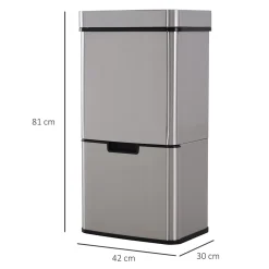 Poubelle automatique détecteur de mouvement poubelle tri selectif 3 bacs capacité totale 72L acier inox. brossé