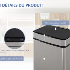 Poubelle automatique détecteur de mouvement poubelle tri selectif 3 bacs capacité totale 72L acier inox. brossé
