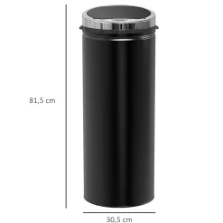 Poubelle automatique détecteur de mouvement 50L bac amovible acier inox. noir