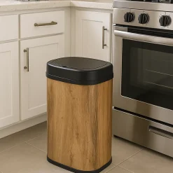 Poubelle automatique inox MAJESTIC bois 58L