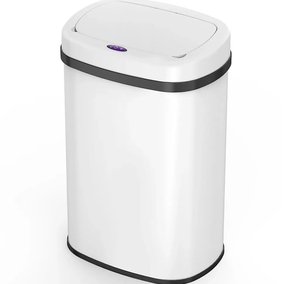 Poubelle automatique inox MAJESTIC blanc 58L