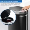 Poubelle automatique 42L - capteur de mouvement - bac interne amovible - acier inox noir