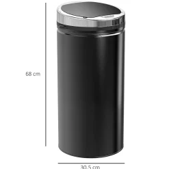 Poubelle automatique 42L - capteur de mouvement - bac interne amovible - acier inox noir