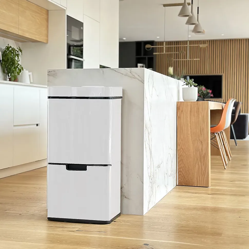 Poubelle automatique tri sélectif NARVIK blanc 75L