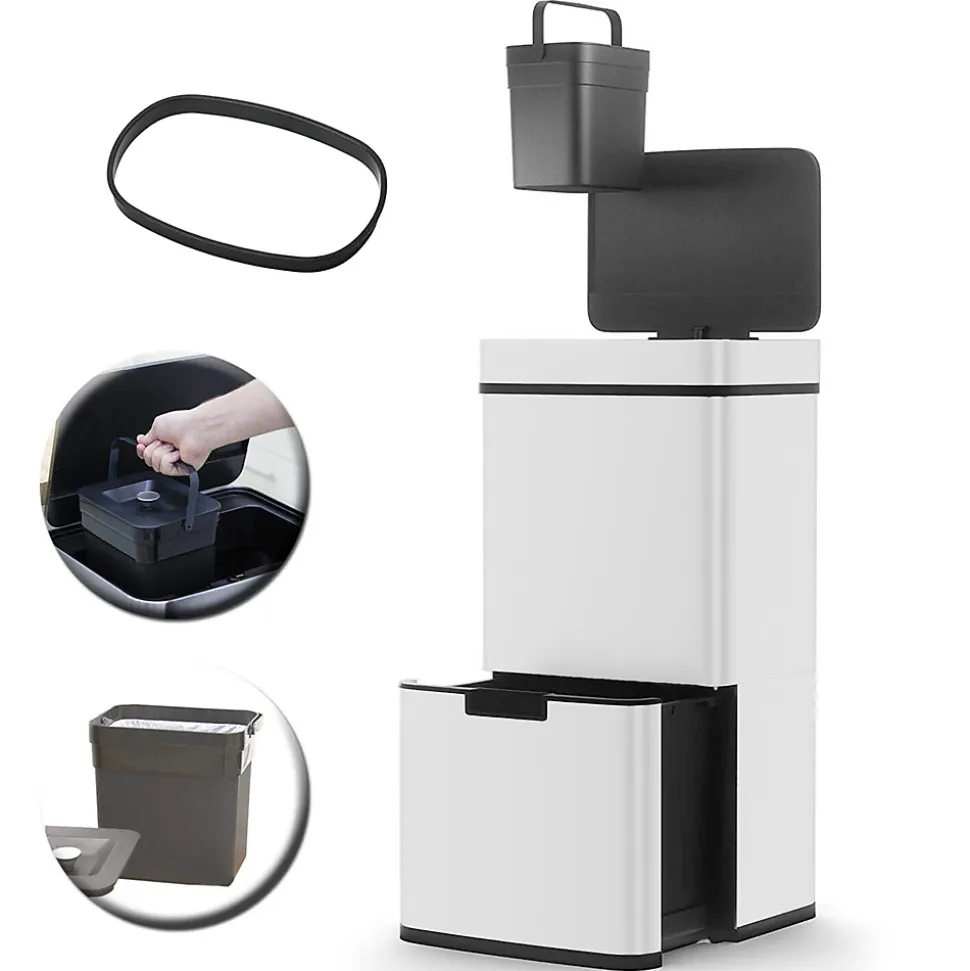 Poubelle automatique tri sélectif NARVIK blanc 75L