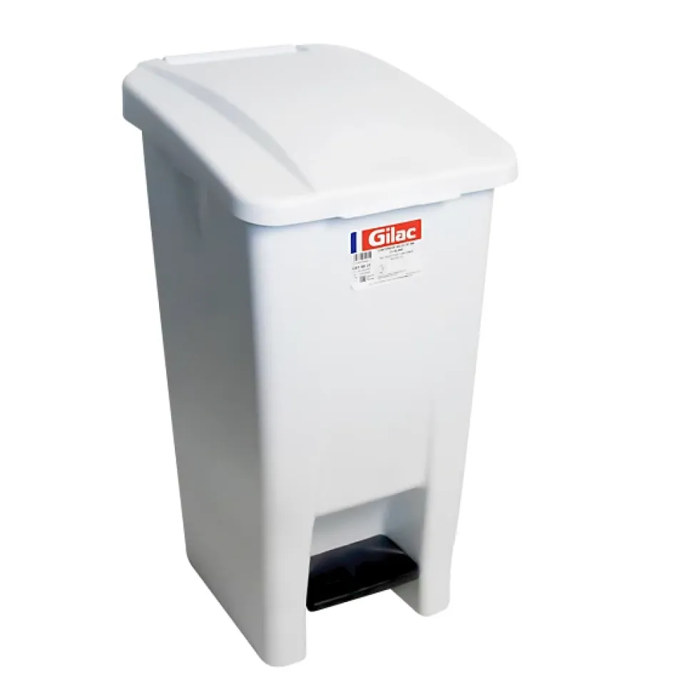 Poubelle éco à pédale 60 L - couvercle blanc
