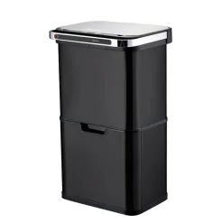 Poubelle cuisine automatique de tri à 4 compartiments - 60L - Noir mat - Piles ou batterie