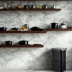 Poubelle cuisine automatique de tri à 4 compartiments - 60L - Noir mat - Piles ou batterie