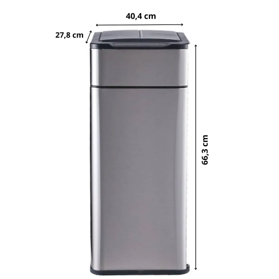 Poubelle cuisine automatique latérale - Ouverture papillon - Inox SS304 - 60L - Piles ou batterie