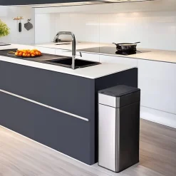 Poubelle cuisine automatique latérale - Ouverture papillon - Inox SS304 - 60L - Piles ou batterie