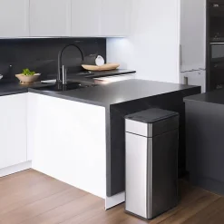 Poubelle cuisine automatique latérale - Ouverture papillon - Inox SS304 - 60L - Piles ou batterie