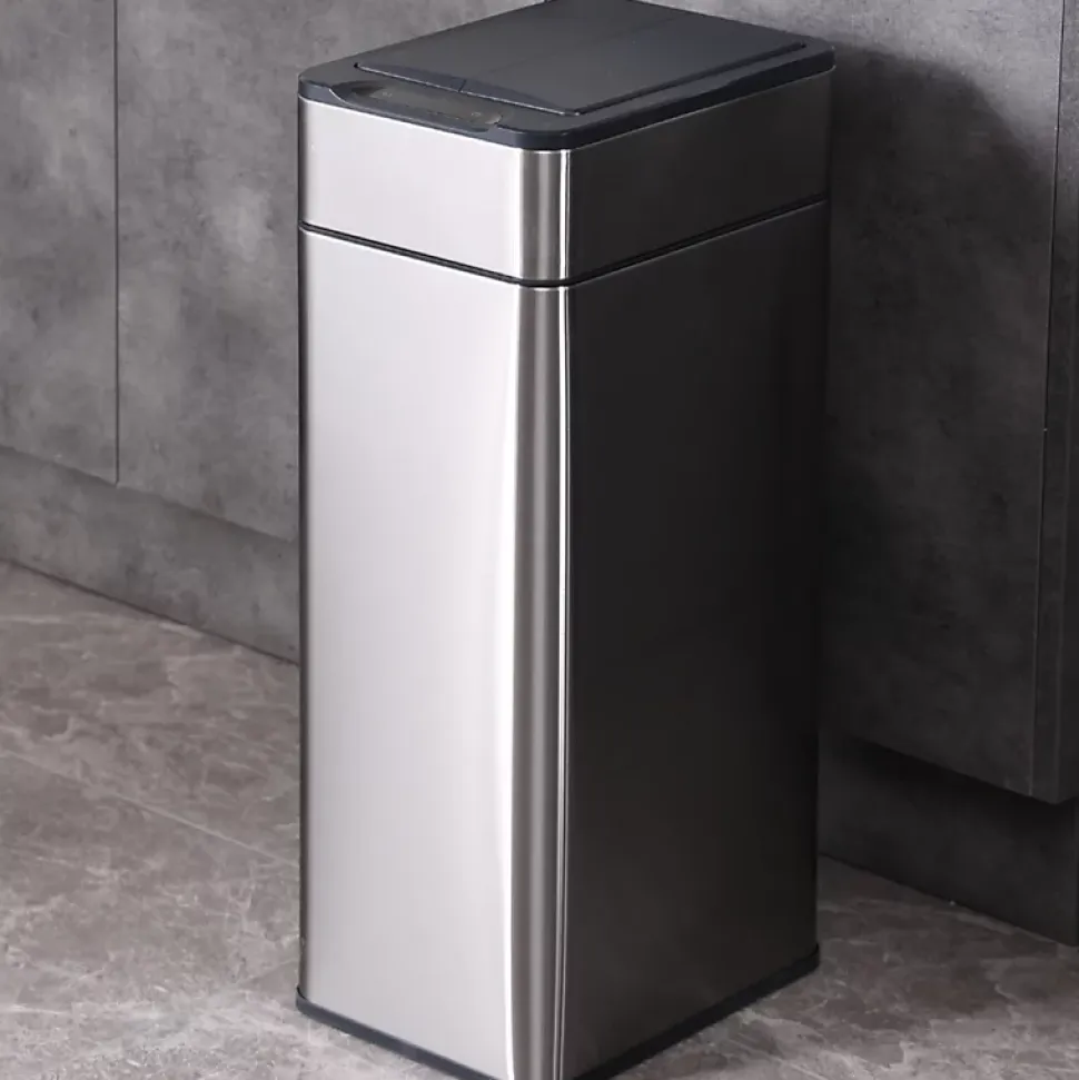 Poubelle cuisine automatique latérale - Ouverture papillon - Inox SS304 - 60L - Piles ou batterie