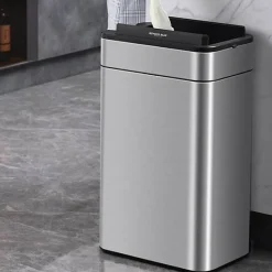 Poubelle cuisine automatique latérale - Ouverture papillon - Inox SS304 - 60L - Piles ou batterie