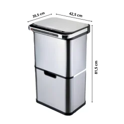 Poubelle cuisine automatique de tri à 4 compartiments - 60L - Inox SS304 - Piles ou batterie