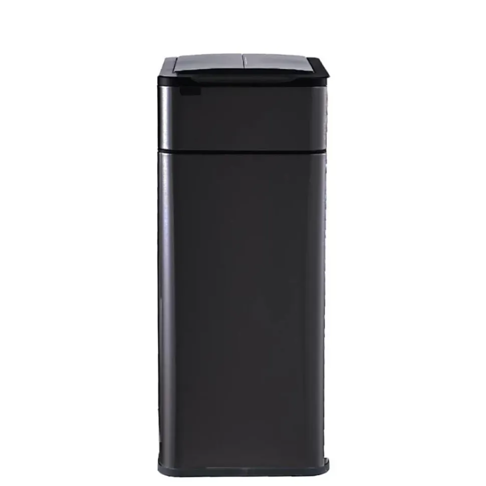 Poubelle cuisine automatique latérale - Ouverture papillon - Noir mat - 60L - Piles ou batterie