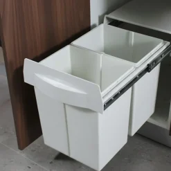 Poubelle cuisine blanc POPPY - poubelle encastrable 2 x 20 litres