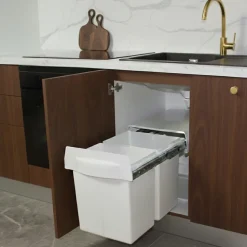 Poubelle cuisine blanc POPPY - poubelle encastrable 2 x 20 litres