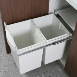 Poubelle cuisine blanc POPPY - poubelle encastrable 2 x 20 litres