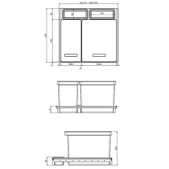 Poubelle cuisine CYCLO 41 L - poubelle de tri 1 x 16 et 1 x 25 litres