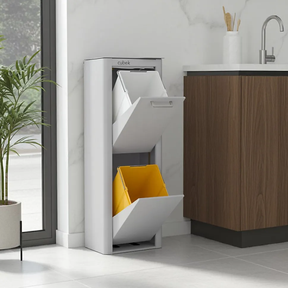 Poubelle cuisine de tri sélectif CUBEK, 2 compartiments de 20 litres.