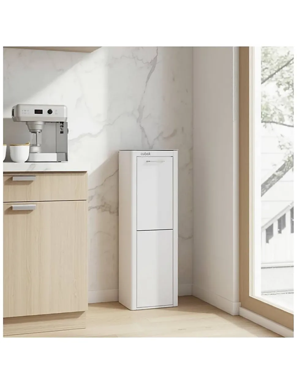 Poubelle cuisine de tri sélectif CUBEK, 2 compartiments de 20 litres.