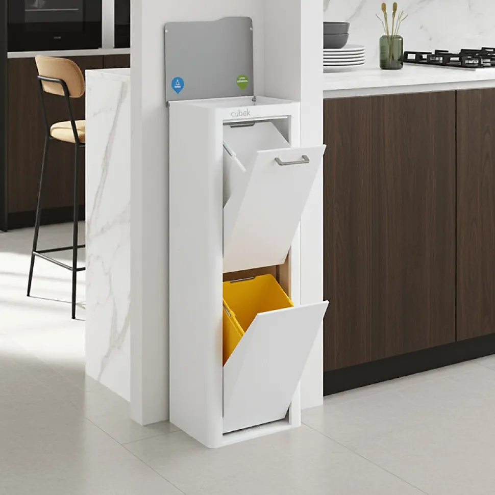 Poubelle cuisine de tri sélectif CUBEK, 2 compartiments de 20 litres.