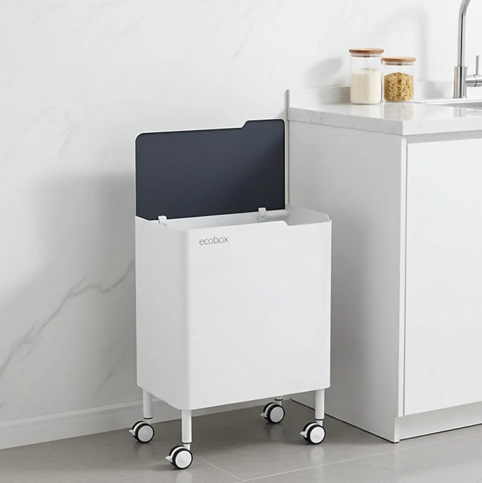 Poubelle cuisine ergonomique, fonctionnelle et élégante, 2 x 20 litres, ECOBOX NOA