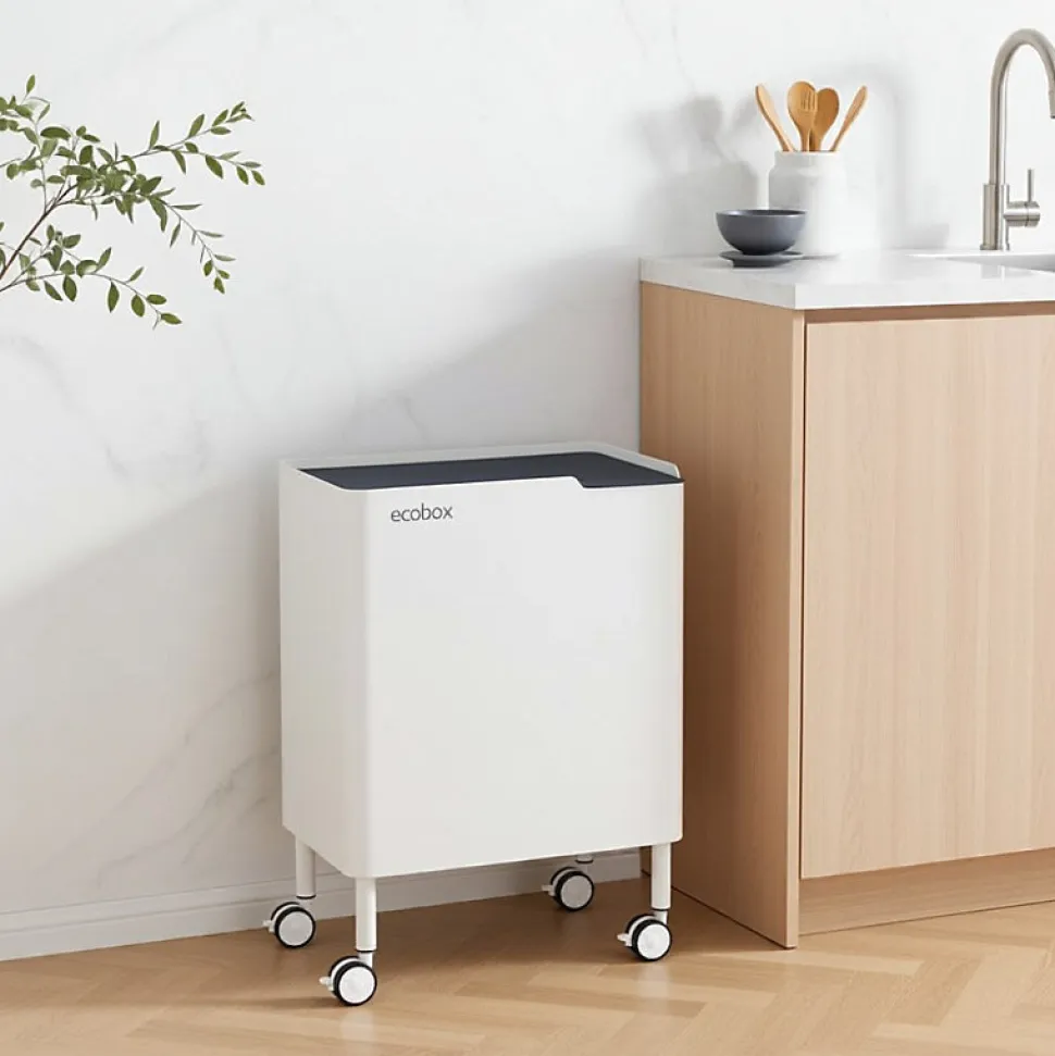 Poubelle cuisine ergonomique, fonctionnelle et élégante, 2 x 20 litres, ECOBOX NOA