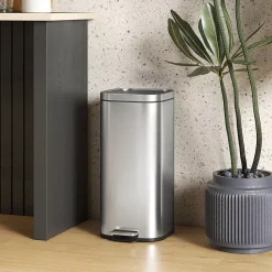 Poubelle cuisine 30L - poubelle à pédale - seau intérieur amovible - acier inox brossé