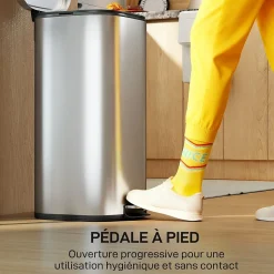 Poubelle cuisine 30L - poubelle à pédale - seau intérieur amovible - acier inox brossé